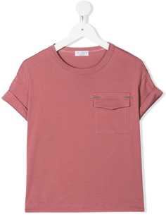 Brunello Cucinelli Kids футболка с накладным карманом