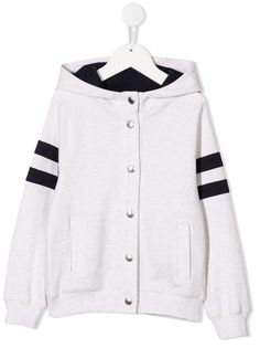 Brunello Cucinelli Kids куртка с капюшоном и контрастными полосками