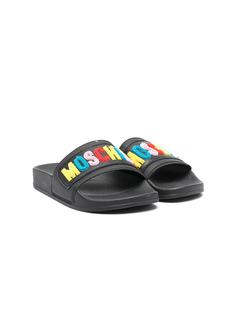 Moschino Kids шлепанцы с вышитым логотипом