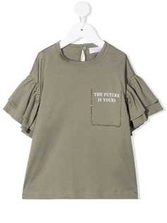Brunello Cucinelli Kids футболка с оборками на рукавах