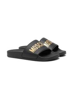 Moschino Kids шлепанцы с логотипом