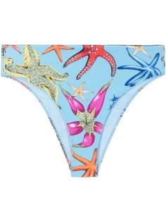 Versace плавки бикини с завышенной талией и принтом