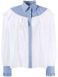 MSGM кружевная рубашка со вставками в полоску