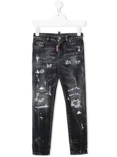 Dsquared2 Kids джинсы скинни с прорезями и кристаллами