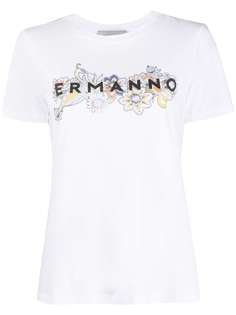 Ermanno Scervino футболка с логотипом и цветочным принтом