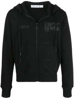 Off-White худи на молнии с логотипом