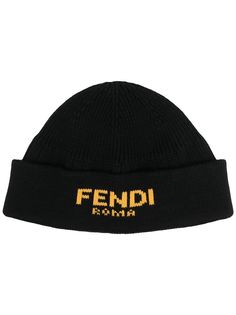 Fendi шапка бини вязки интарсия с логотипом