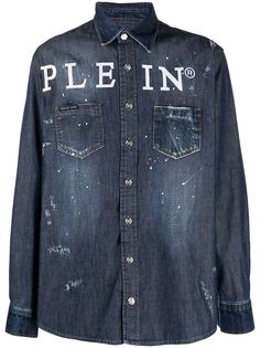 Philipp Plein джинсовая рубашка на пуговицах с логотипом