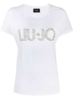 LIU JO футболка с логотипом и кристаллами