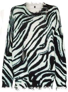 R13 джемпер оверсайз с зебровым принтом