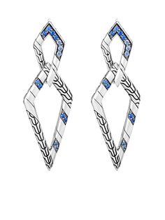 John Hardy серебряные серьги-подвески Lahar с сапфиром