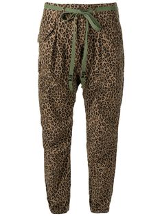 R13 брюки карго с леопардовым принтом