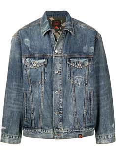 AAPE BY *A BATHING APE® джинсовая куртка с эффектом потертости