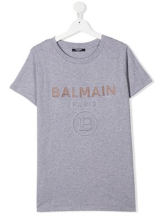 Balmain Kids футболка с тисненным логотипом
