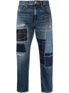 Junya Watanabe укороченные джинсы в технике пэчворк