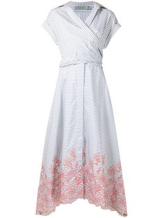Silvia Tcherassi полосатое платье-рубашка с вышивкой