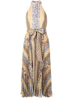 Zimmermann плиссированное платье с принтом