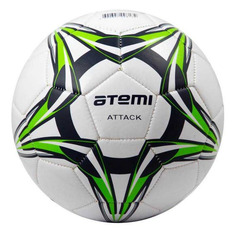 Мяч футбольный ATEMI Attack, для газона, 5-й размер, белый/салатовый [00000136424]