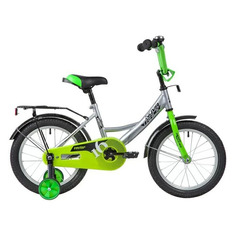 Велосипед NOVATRACK Vector городской (детский), рама 10.5", колеса 16", серебристый/зеленый, 11кг [163vector.sl20]