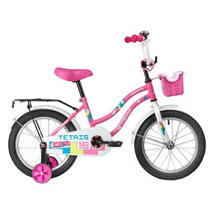 Велосипед NOVATRACK Tetris городской (детский), рама 10.5", колеса 16", розовый/белый, 11кг [161tetris.pn20]