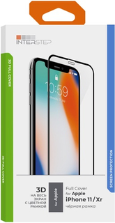 Защитное стекло с рамкой 3D InterStep для iPhone 11/Xr, черная рамка (IS-TG-IPH612019-03IFB0-000B202)