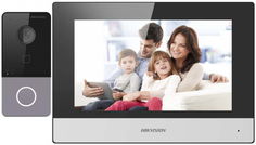 Комбинированный видеодомофон Hikvision DS-KIS603-P (серебристый)
