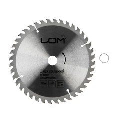 Диск пильный по дереву lom, стандартный рез, 200 х 22 мм, 40 зубьев