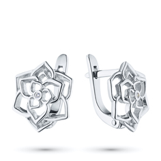 Серьги из серебра с бриллиантом э0601сг07184800 ЭПЛ Якутские Бриллианты