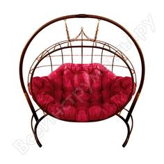 Подвесное кресло m-group улей без ротанга, коричневое, красная подушка 7930095242746