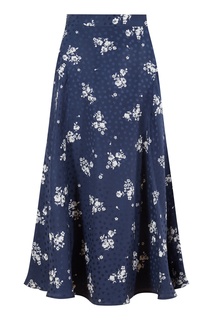 Синяя юбка с белым цветочным принтом Alessandra Rich