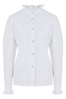 Белая блузка с оборками и бантом Alessandra Rich