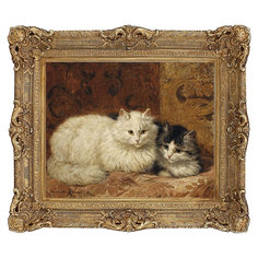Картина Glasar в прямоугольной раме Две кошки, масло, 29x4x34 см ГЛАСАР