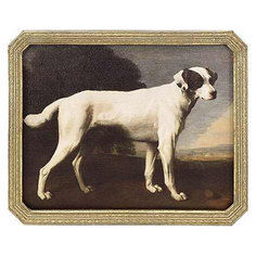 Картина в прямоугольной раме Glasar, большая белая собака, масло, 14x2x19 см ГЛАСАР