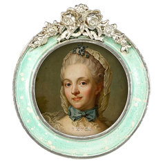 Фоторамка Glasar круглая, с цветочным резным дизайном, мятного цвета, настольная, 10x2x11 см ГЛАСАР