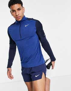 Темно-синий топ с молнией длиной 1/4 Nike Running Element