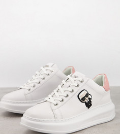 Белые кожаные кроссовки на платформе с светло-розовой отделкой Karl Lagerfeld Exclusive-Белый