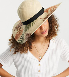 Соломенная шляпа телесного цвета с принтом пальмовых листьев South Beach-Нейтральный