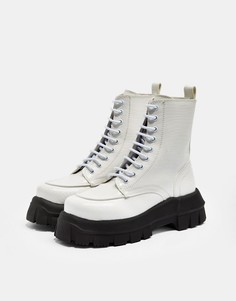 Белые ботинки на шнуровке с массивной подошвой Topshop VERITY-Белый