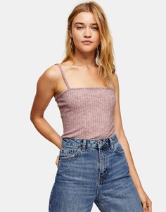 Трикотажная майка в рубчик Topshop-Розовый цвет
