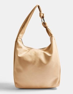 Нейлоновая oversized сумка-хобо цвета хаки с узлом Topshop-Коричневый цвет