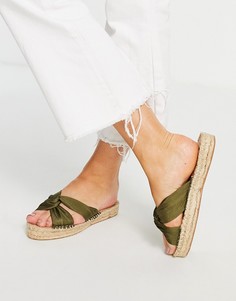 Эспадрильи-мюли с узлом цвета хаки ASOS DESIGN Jolly-Зеленый цвет