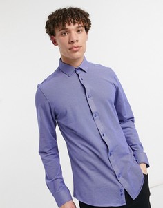Синяя приталенная рубашка из пике Harry Brown-Голубой