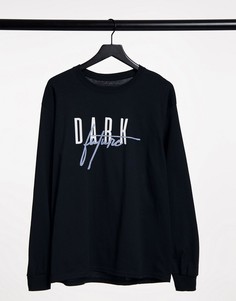 Черный лонгслив с логотипом на груди и спине ASOS Dark Future-Черный цвет