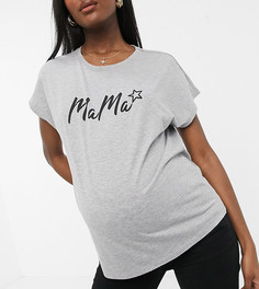 Серая футболка с надписью "Mama" GeBe Maternity-Серый
