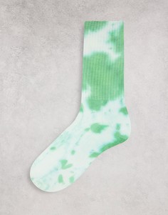Спортивные носки мятного цвета с принтом тай-дай ASOS DESIGN-Зеленый цвет