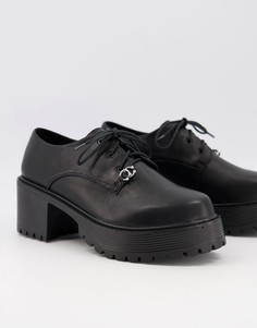 Черные экологичные туфли со шнуровкой, на каблуке KOI Alder-Черный цвет