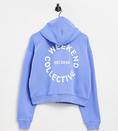 Синий свободный oversized-худи ASOS Weekend Collective-Голубой