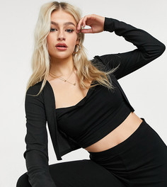 Черный кардиган в рубчик от комплекта Missguided Petite-Черный цвет