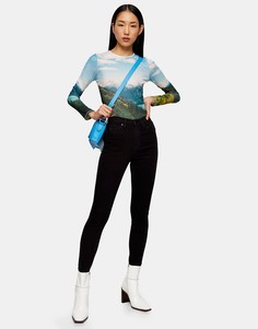 Черные джинсы скинни Topshop-Черный цвет