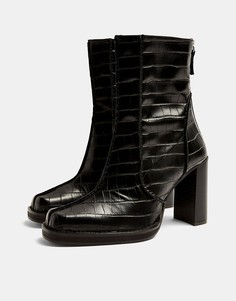 Черные ботинки на массивном каблуке Topshop-Черный цвет